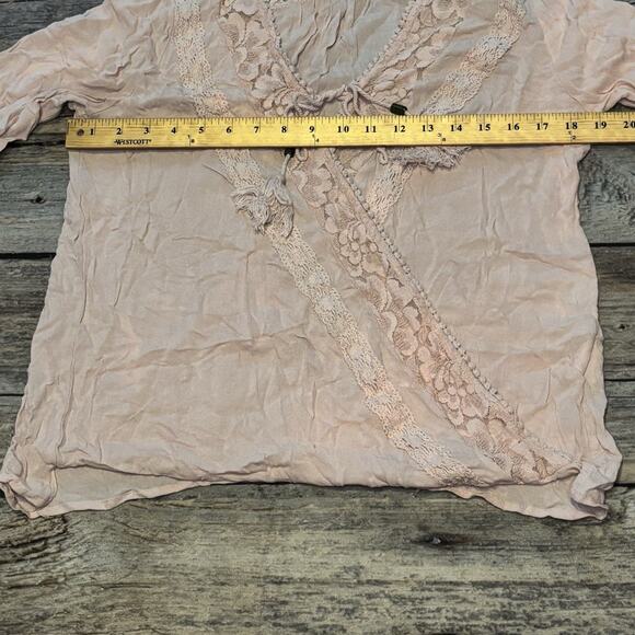 Taylor And Sage Long Sleeve Top Pink Boho Blouse Womens Size Medium - Picture 4 of 6